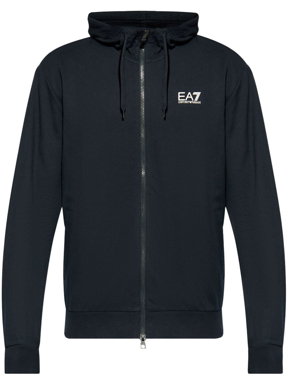 Ea7 Emporio Armani zip-up cotton hoodie - Blu