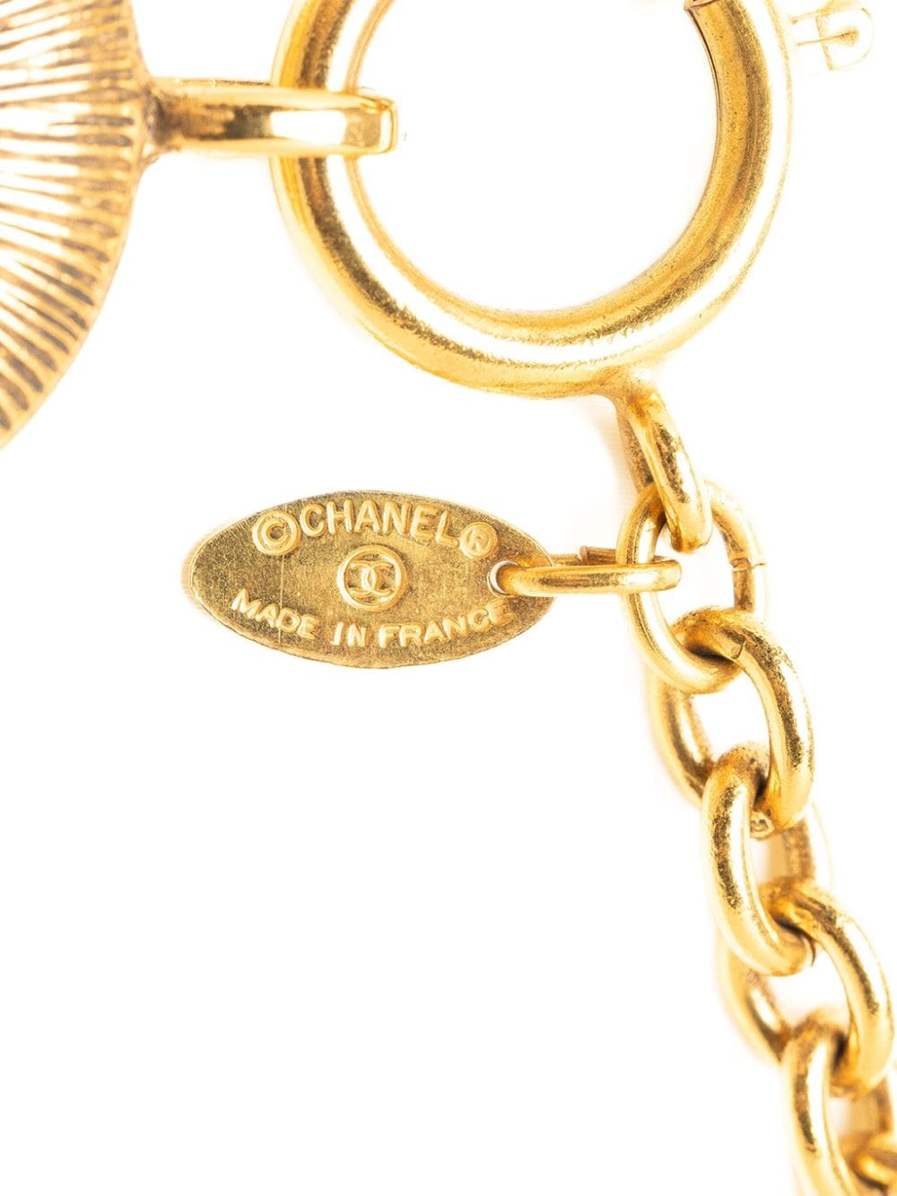 CHANEL Pre-Owned 1970-1980 CC Round Pendant costume necklace - Goud