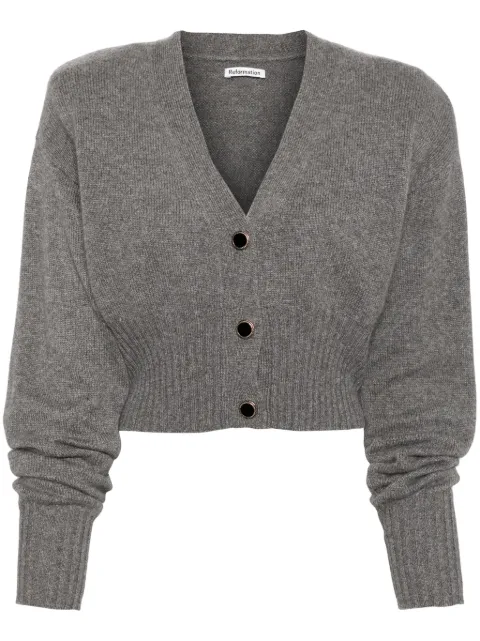 Reformation Hana ribbed-edge cropped cardigan