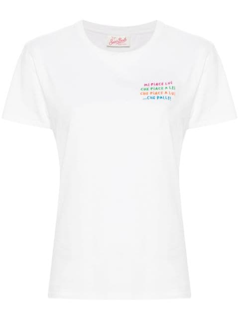 MC2 Saint Barth Emilie slogan-embroidered T-shirt