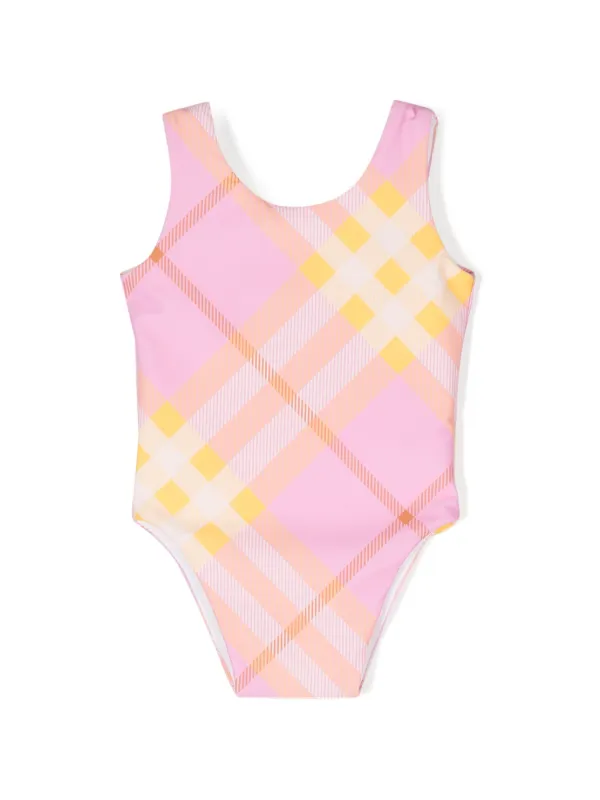 Burberry Kids Check lprint Swimsuit Pink FARFETCH AZ