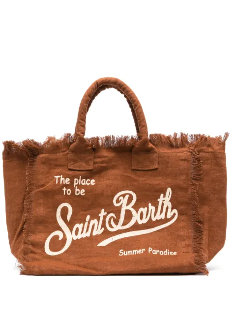 MC2 Saint Barth Vanity linen fringed beach bag