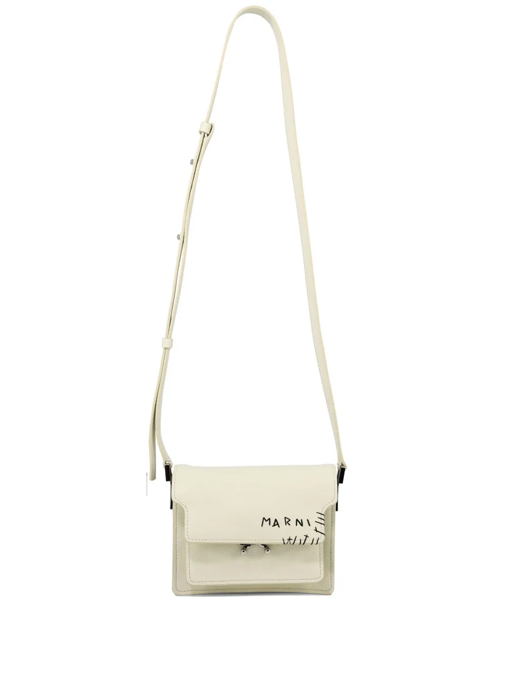 Marni Trunk leren schoudertas Beige