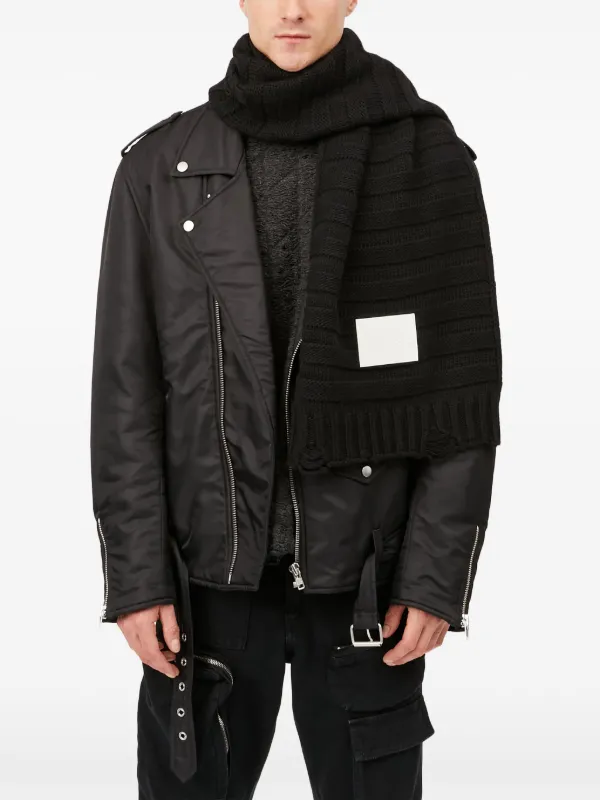 スカーフ Scarf - MM6 Maison Margiela - Wool - Black MM6 Maison Margiela Knitted Wool Blend Scarf | Black