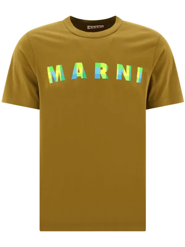 Marni logo-print Cotton T-shirt | Brown | FARFETCH JO