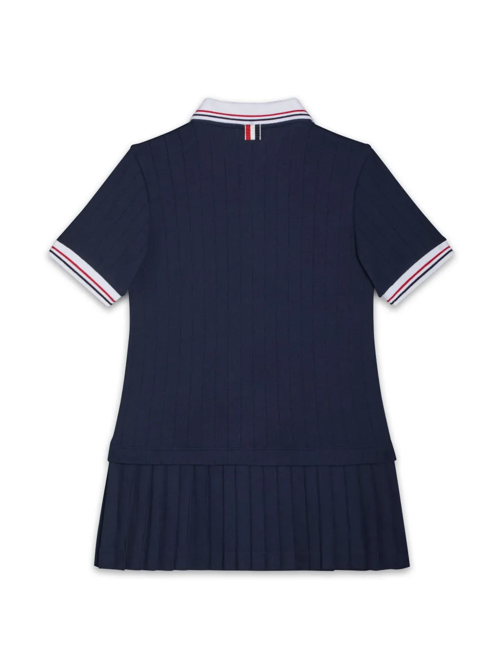 Thom Browne Kids pleated polo dress - Blauw