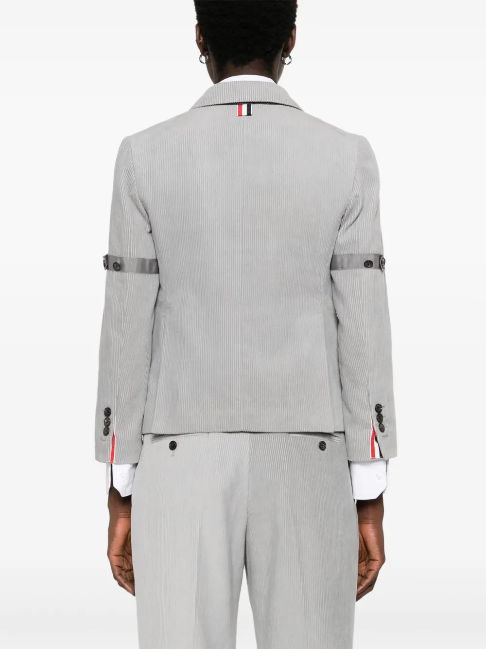 Thom Browne Ribfluwelen blazer met enkele rij knopen Grijs