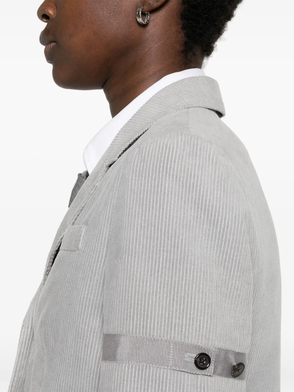 Thom Browne Ribfluwelen blazer met enkele rij knopen Grijs