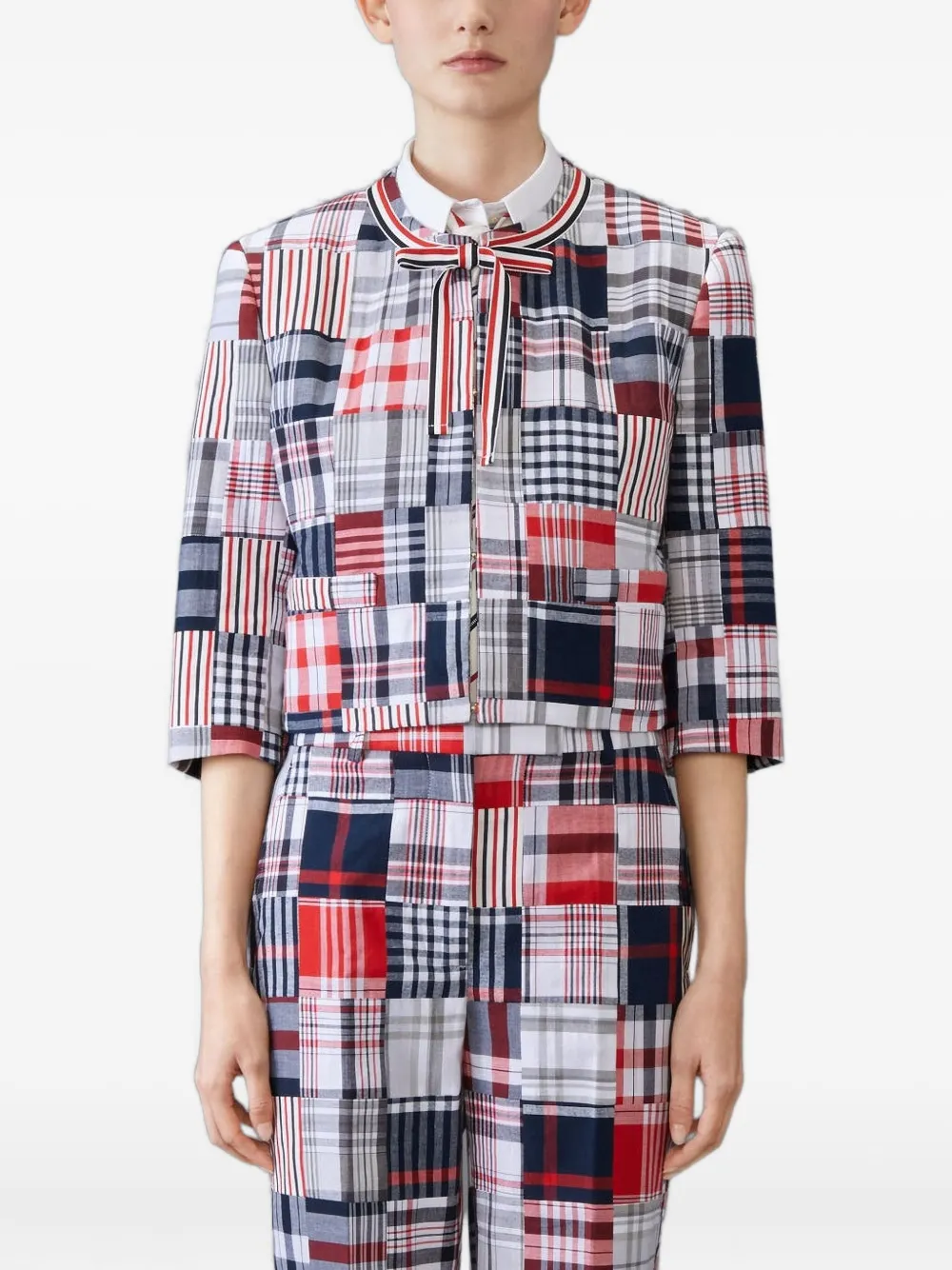 Thom Browne パッチワーク カーディガン - ブルー Thom Browne パッチワーク カーディガン - ブルー