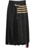 Thom Browne snake-embroidered asymmetric pleated skirt - Blue