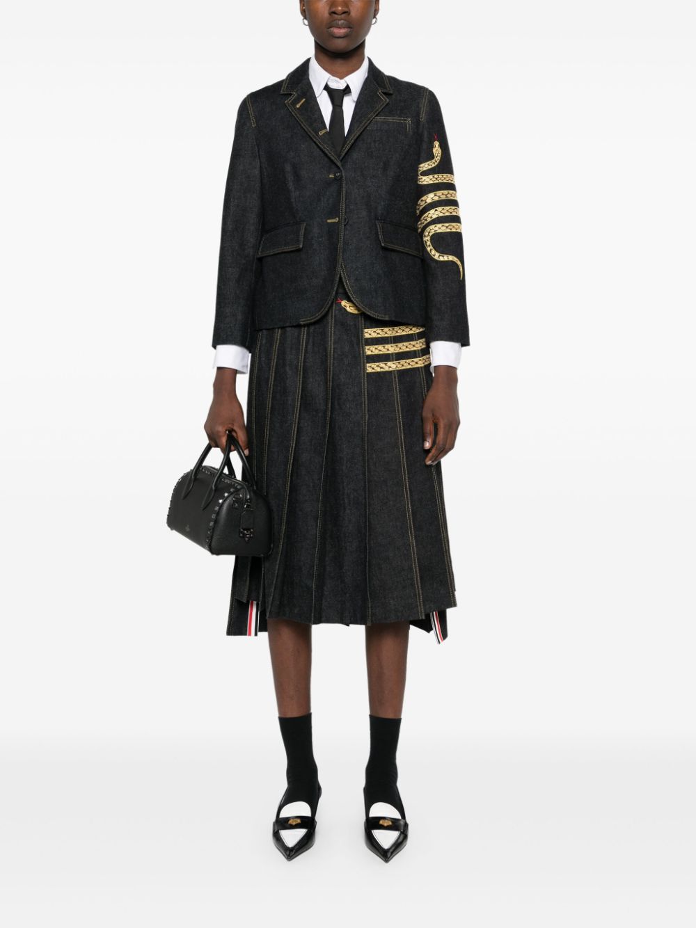 Thom Browne Asymmetrische plooirok - Blauw