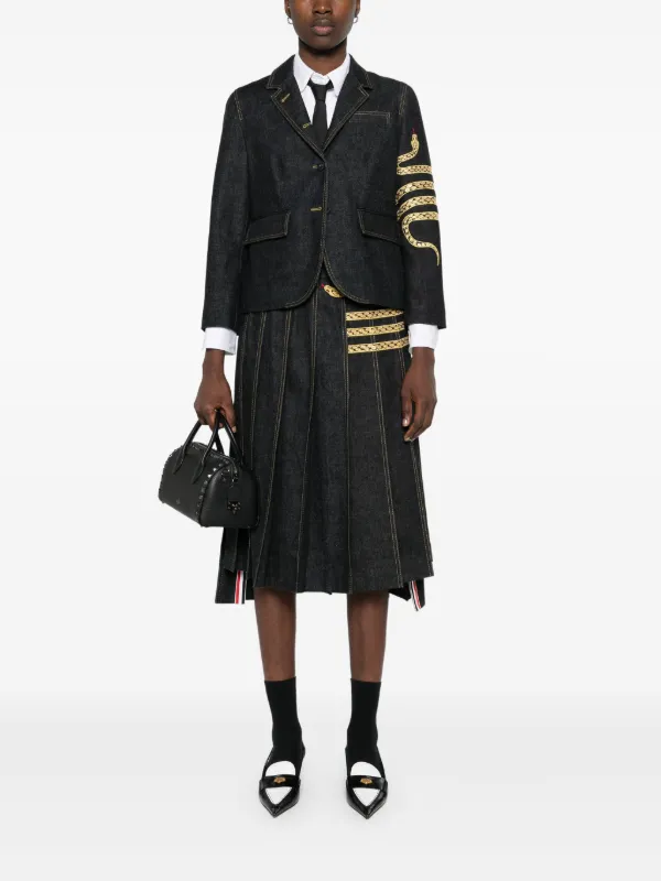 Thom Browne Gonna Plissettata Asimmetrica | Blu | FARFETCH IT