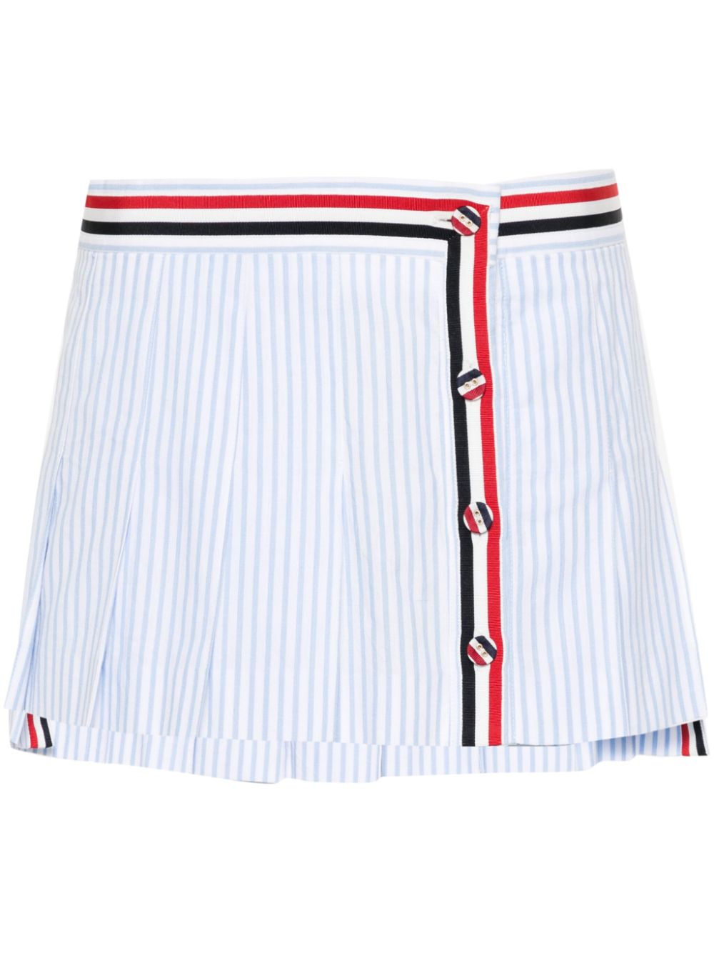 RWB-stripe pleated wrap skirt