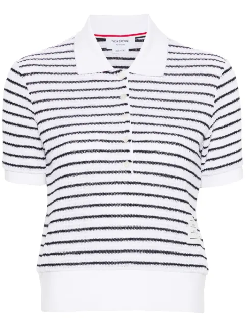 Thom Browne striped textured-knit polo shirt