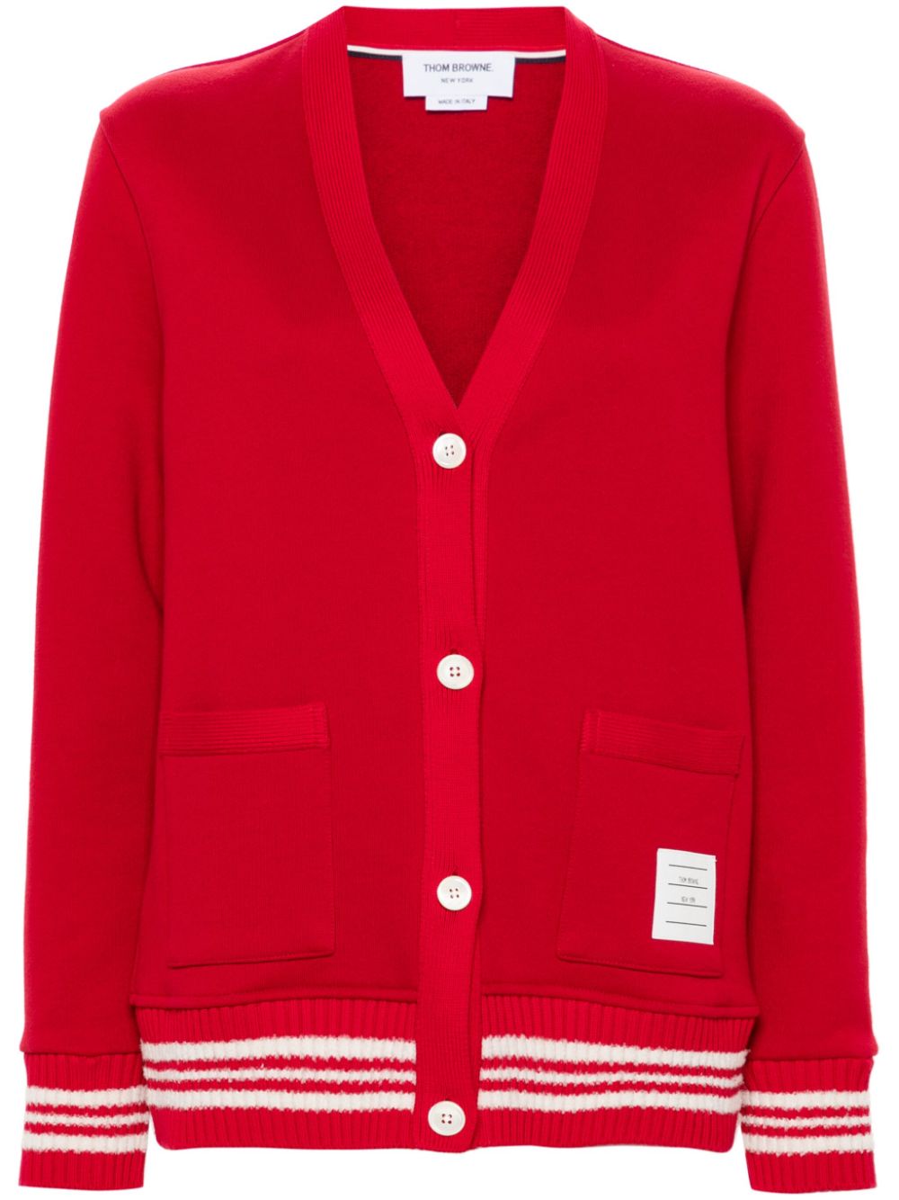 Thom Browne stripe-trim cotton cardigan - Red