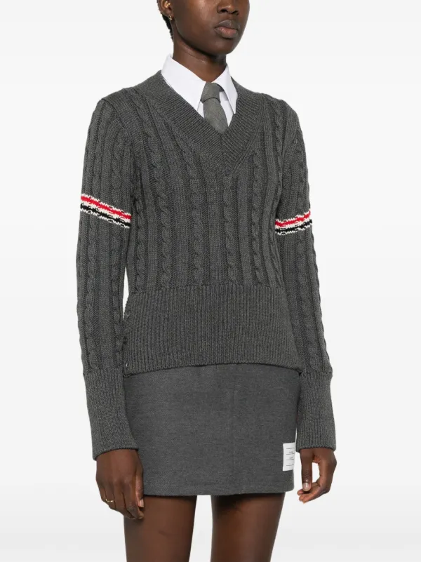 Thom Browne RWB ケーブルニット セーター | グレー | FARFETCH JP