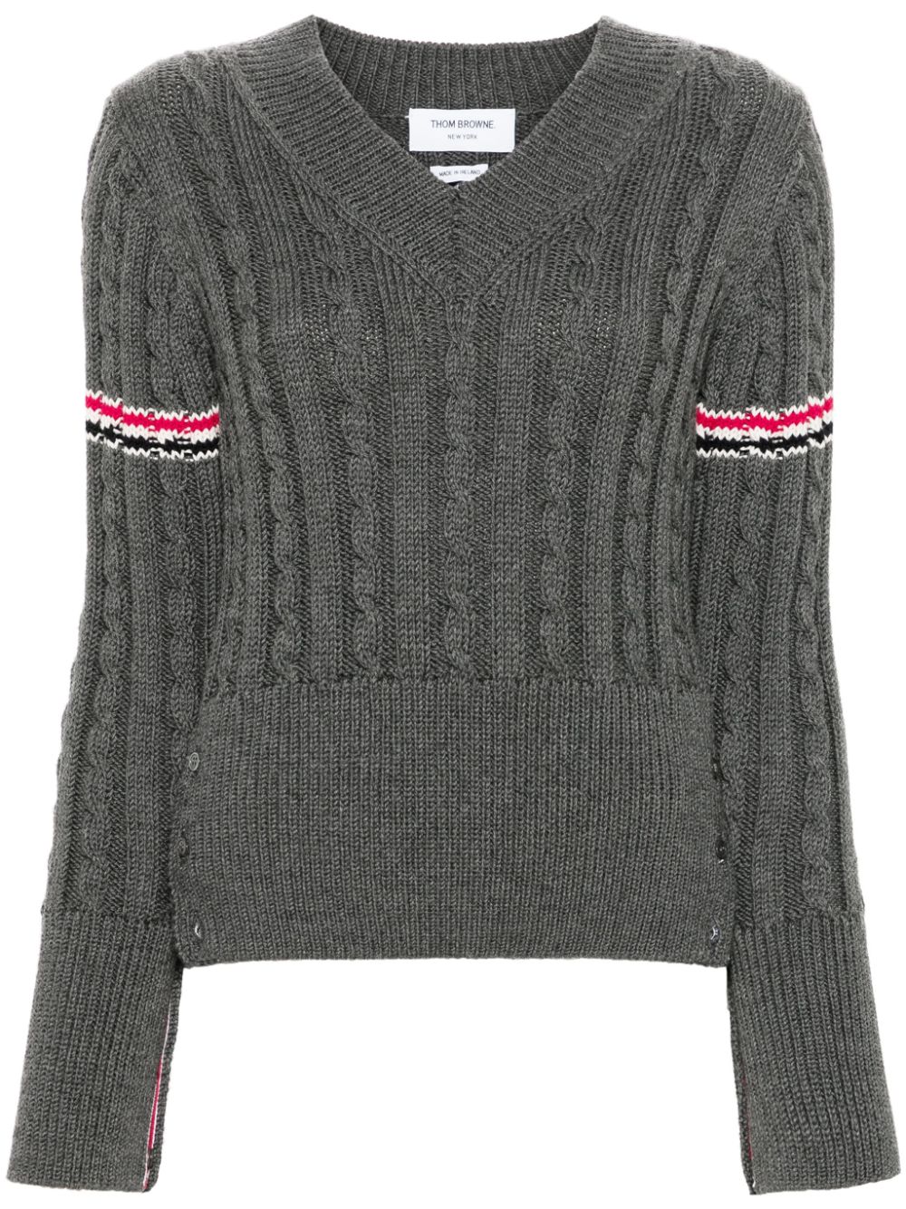 RWB-stripe cable-knit jumper