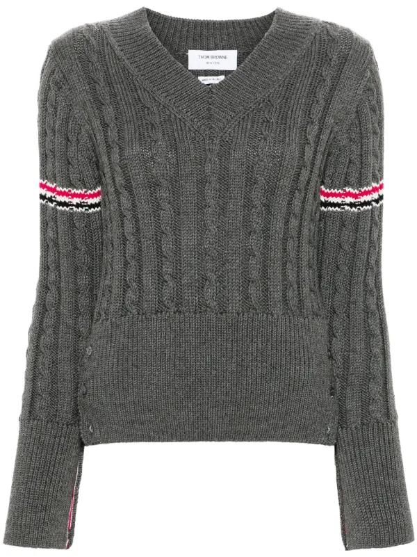 Thom Browne RWB ケーブルニット セーター | グレー | FARFETCH JP