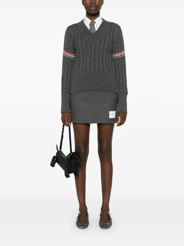 Thom Browne RWB ケーブルニット セーター | グレー | FARFETCH JP