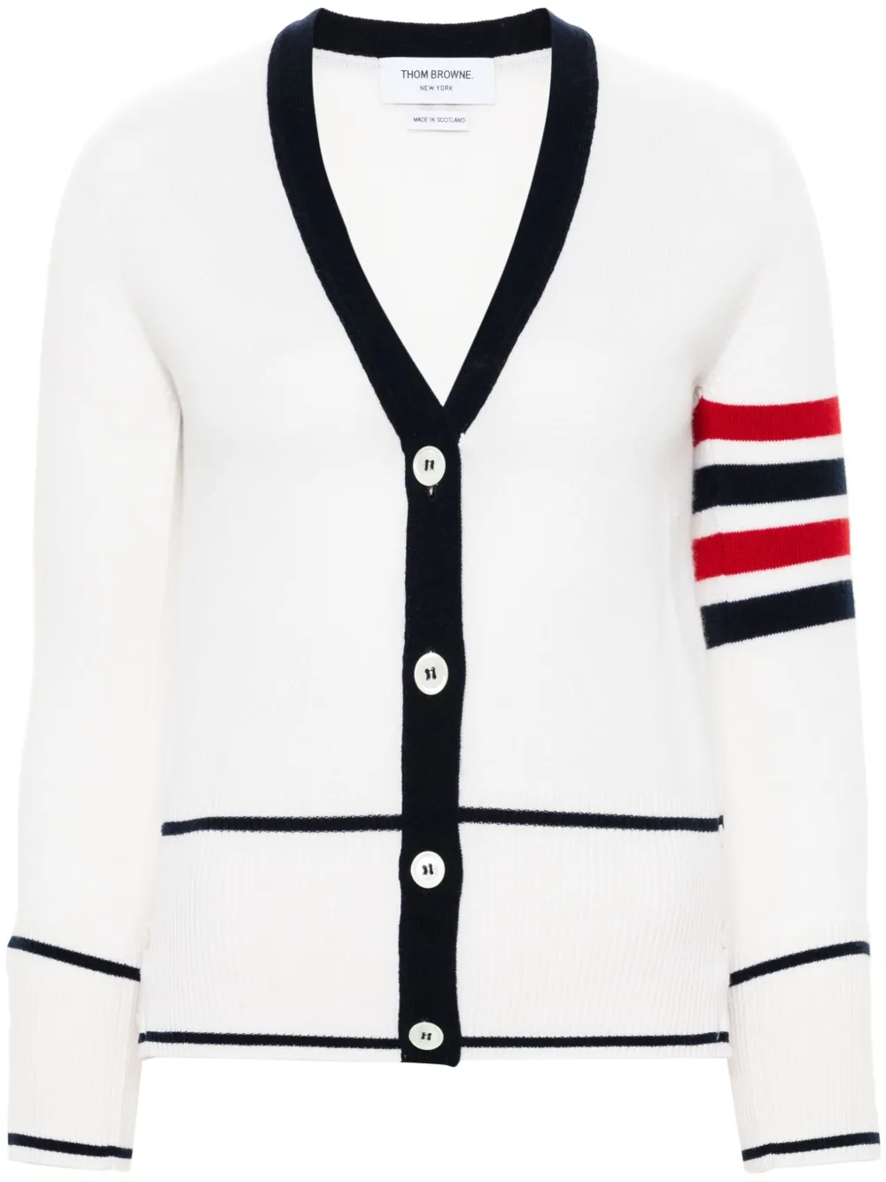 Thom Browne 4BAR カシミアカーディガン - ホワイト Thom Browne 4BAR カシミアカーディガン - ホワイト