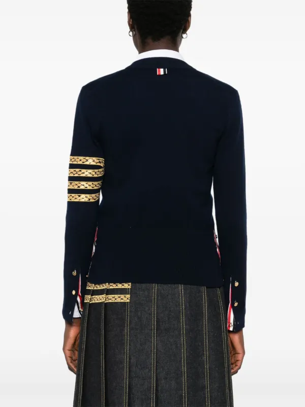 Thom Browne snake-embroidered Cashmere Cardigan | Blue