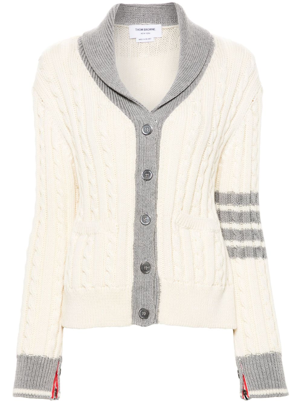 Thom Browne 4-Bar cable-knit cardigan - White