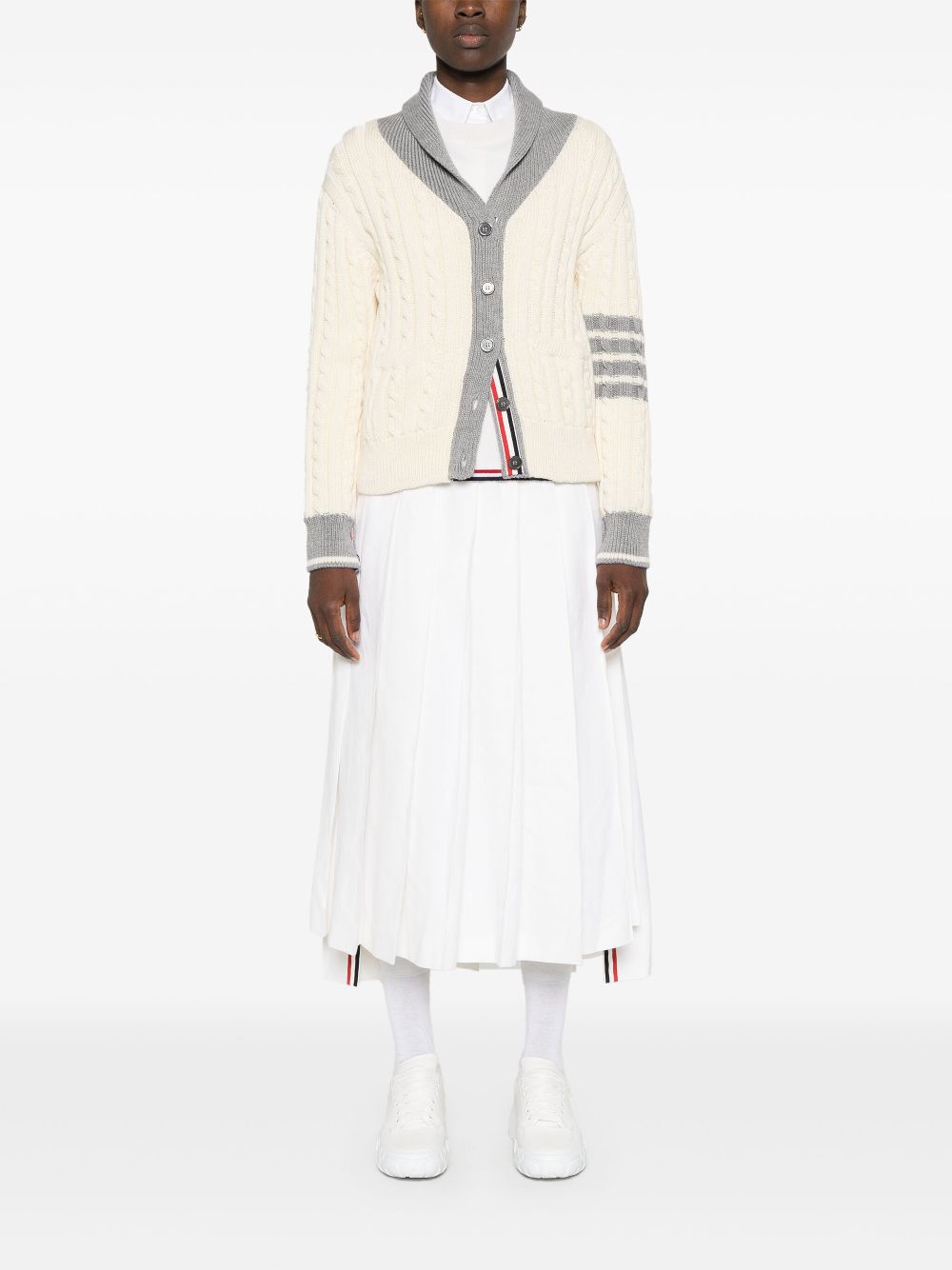 Thom Browne 4-Bar cable-knit cardigan - White