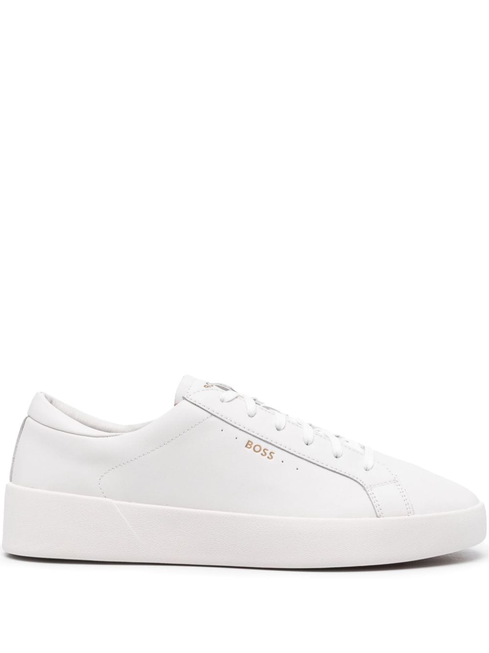 Hugo Boss Lace-up Leather Sneakers In Weiss