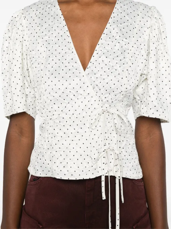 ganni polka dot top