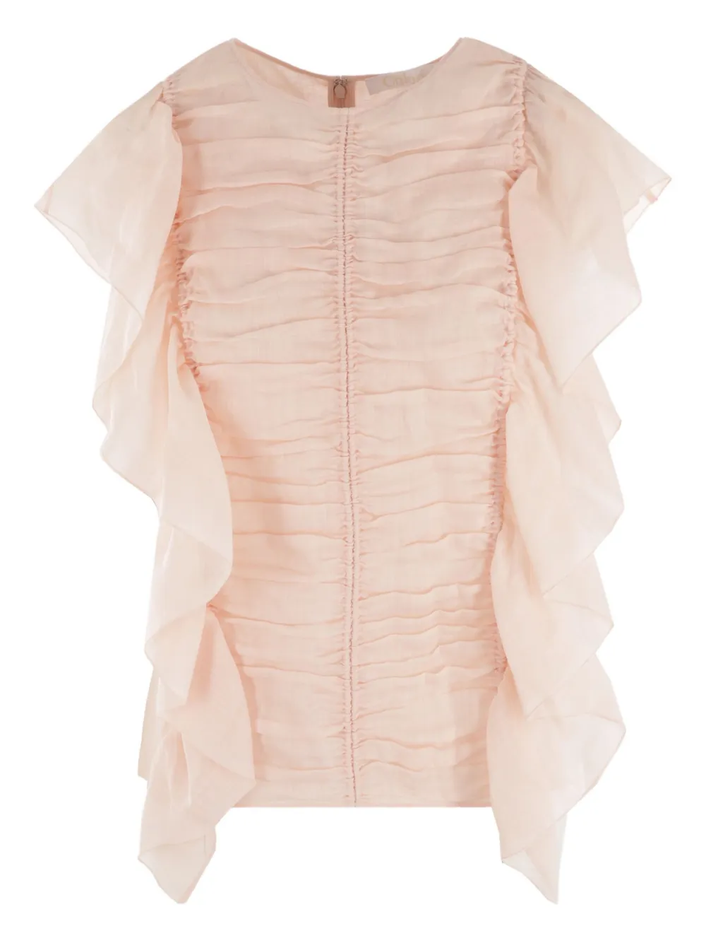 Chloé ruffle-trim ramie top | Pink | Image 1