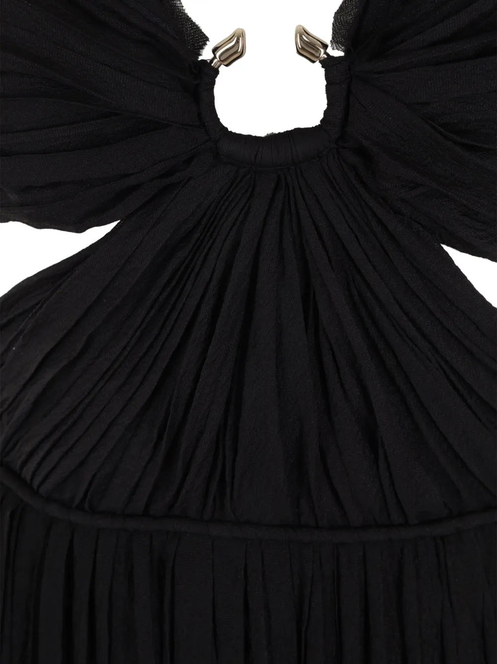 Chloé Off-shoulder Pleated Midi Dress In Black