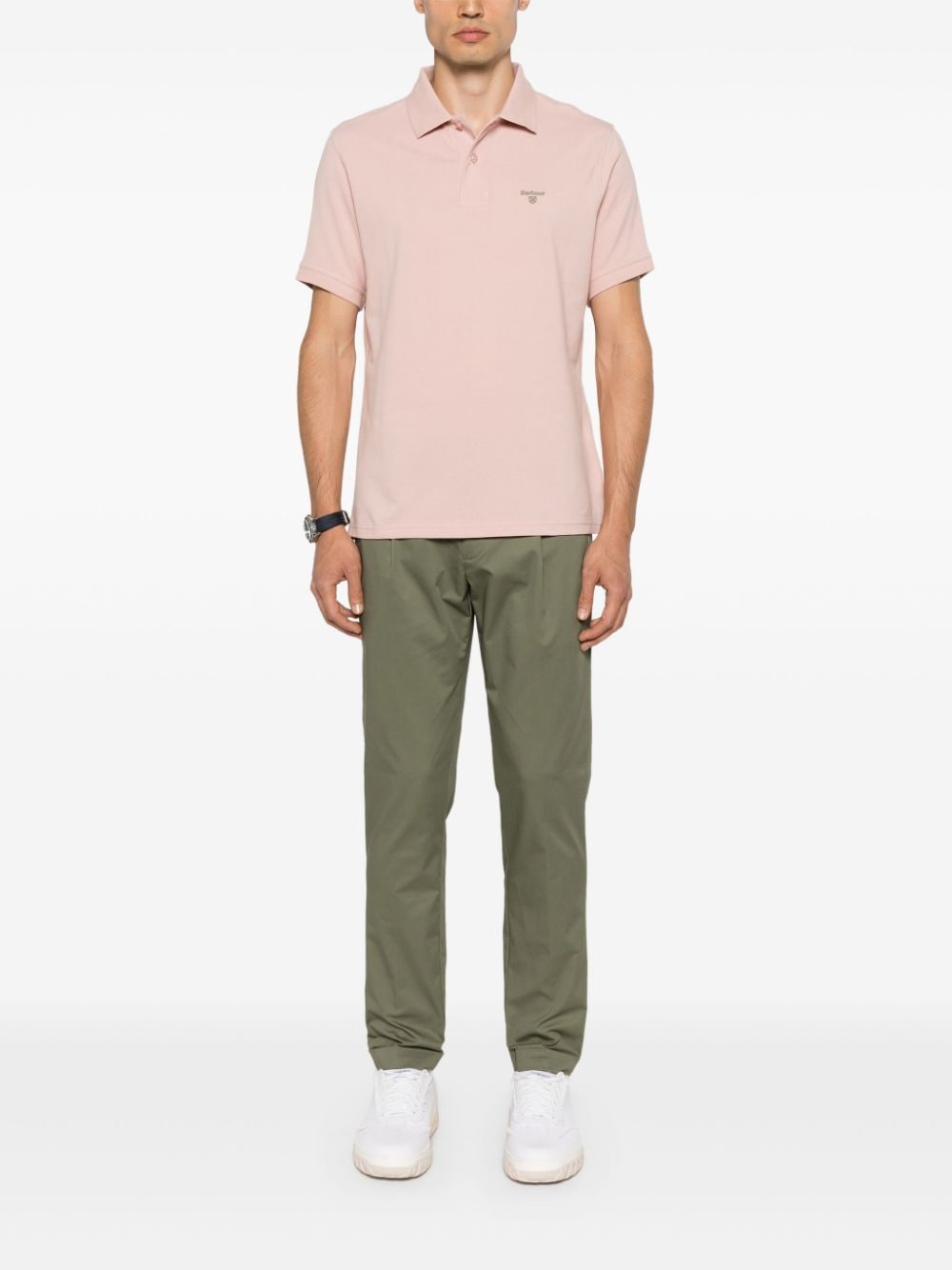 Shop Barbour Logo-embroidered Polo Shirt In Pink