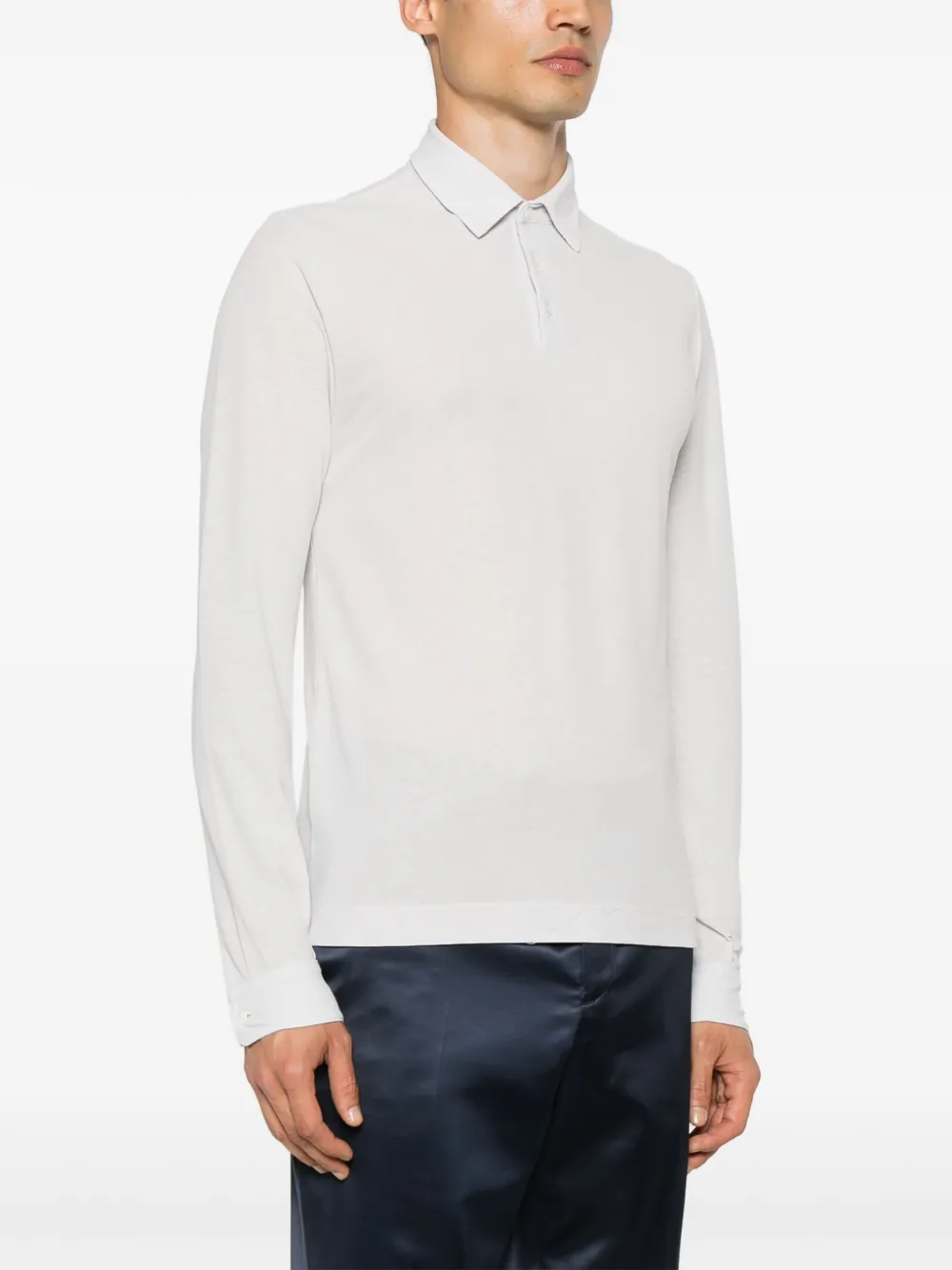 Zanone Poloshirt met lange mouwen Grijs