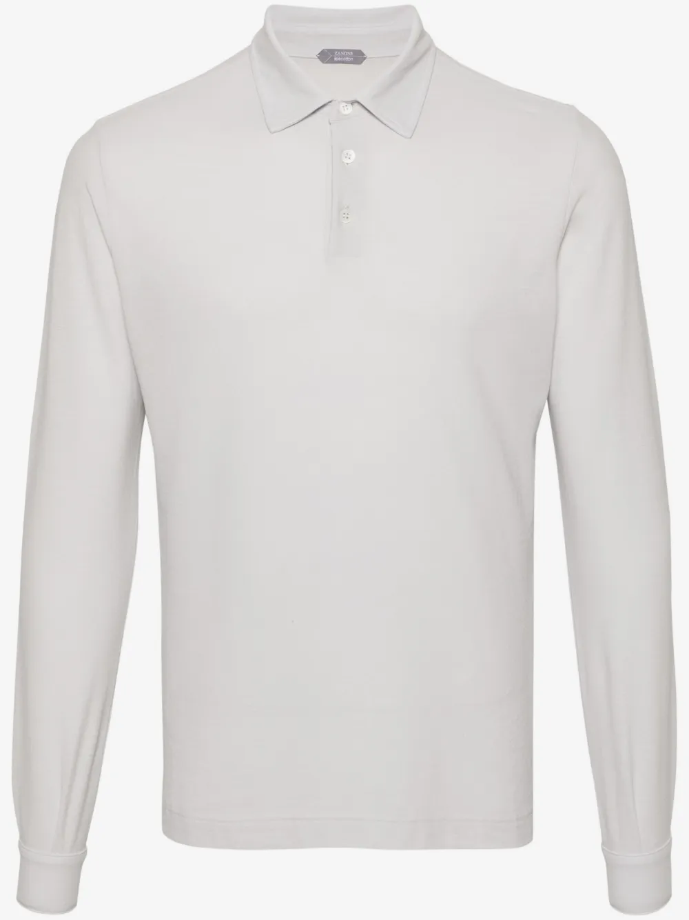 Zanone long-sleeve cotton polo shirt | Grey | Image 1