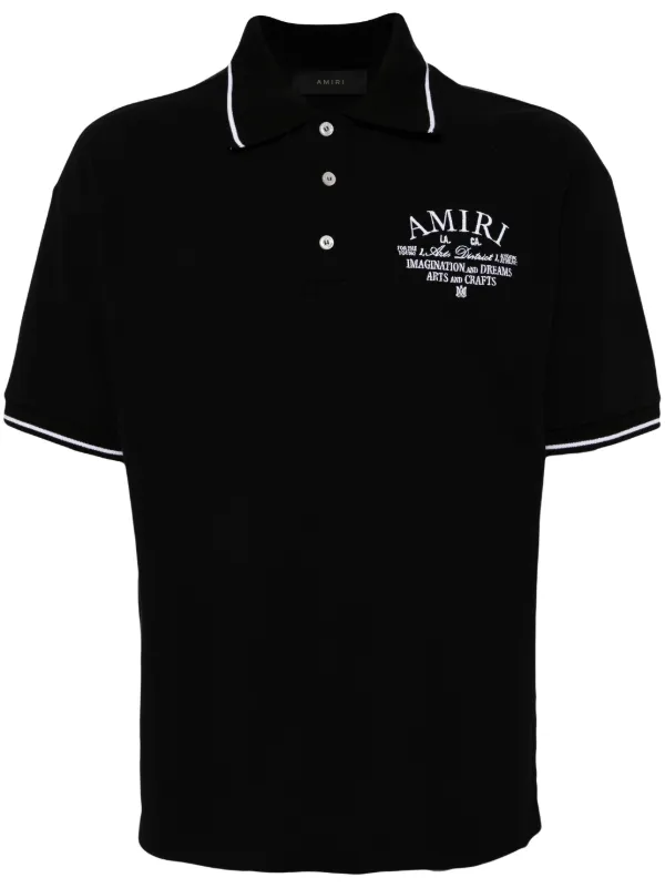 AMIRI logo-embroidered Cotton Polo Shirt | Black | FARFETCH