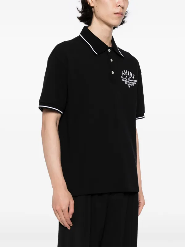 amiri ロゴ刺繍 ポロシャツ AMIRI logo-embroidered Cotton Polo Shirt | Black | FARFETCH IN