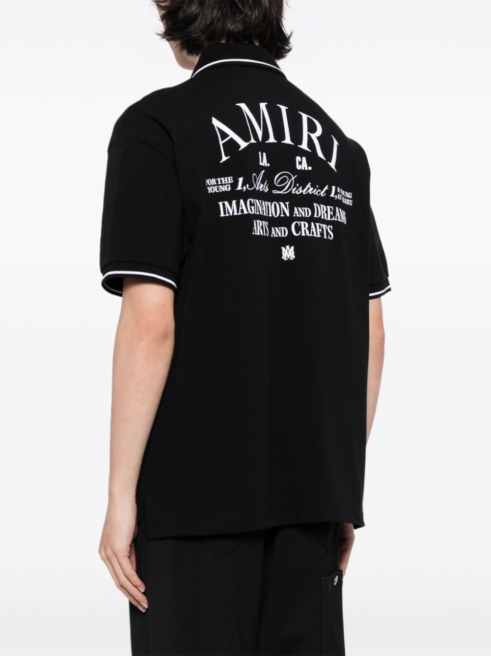 Shop Amiri Logo-embroidered Cotton Polo Shirt In Black