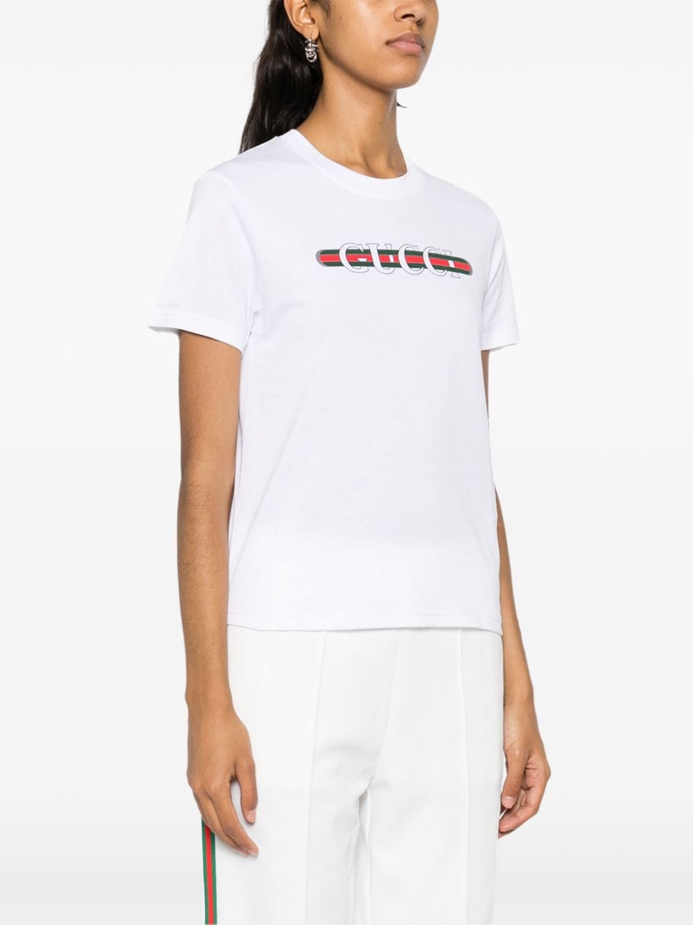 Shop Gucci Logo-print Cotton T-shirt In White