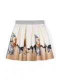 Monnalisa graphic-print pleated skirt - White