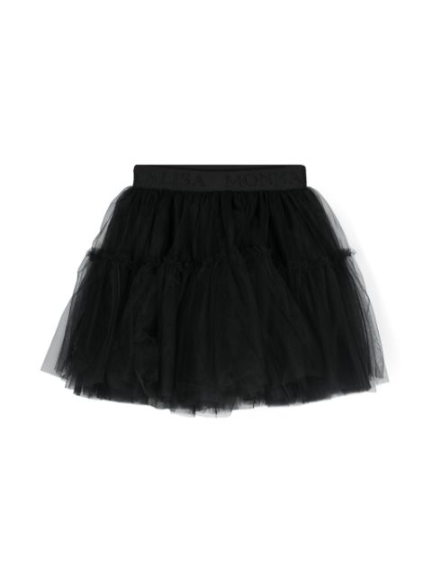 Monnalisa logo-waistband tulle skirt