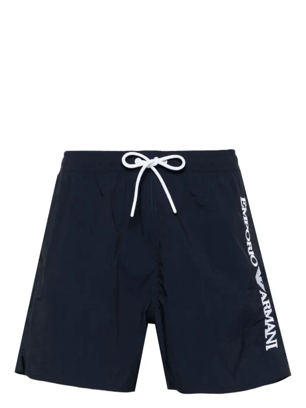 Emporio Armani logo embroidered Swim Shorts Blue FARFETCH AZ