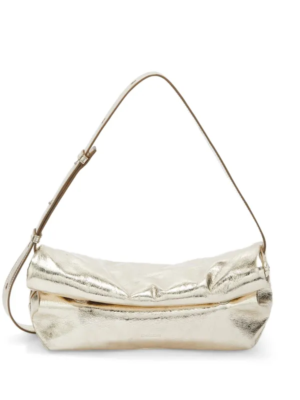 Jil Sander Rollup レザー ショルダーバッグ S | ゴールドトーン