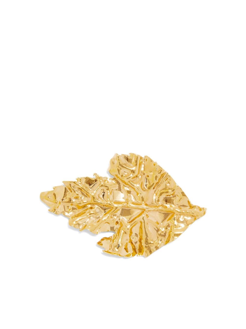 Shop Jil Sander Small Leaf-shaped Polished Brooch In Gold