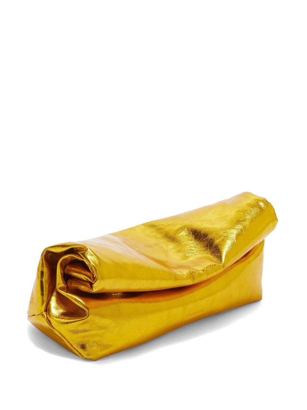 Shop Jil Sander Small Rollup Leather Shoulder Bag In Yellow