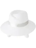 Maison Michel Virginie logo-plaque detail wool fedora - White