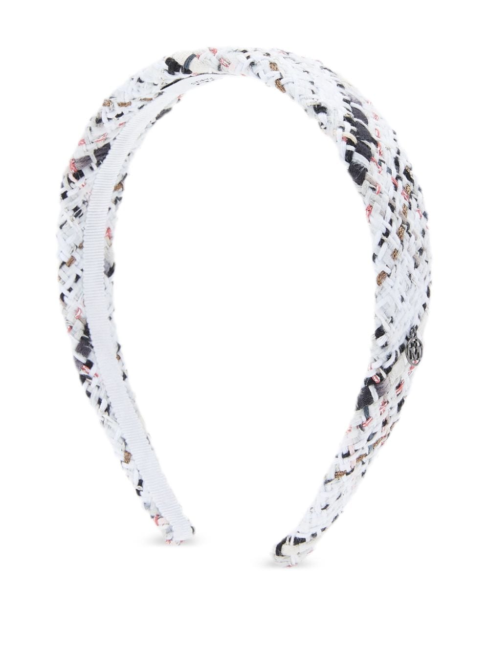 Maison Michel Eve tweed haarband met logoplakkaat Wit