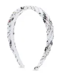 Maison Michel Eve logo-plaque tweed head band - White