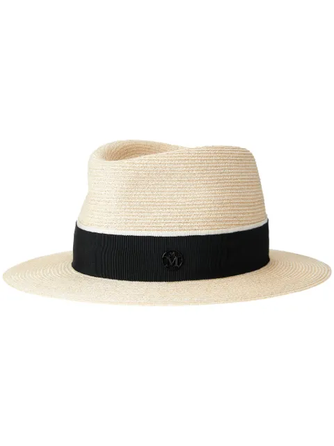 Maison Michel Andre logo plaque-detail straw fedora