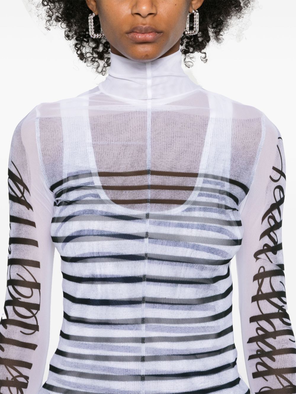 Shop Jean Paul Gaultier Mesh-design Striped T-shirt In White