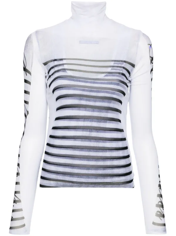 Jean Paul Gaultier　ストライプトップス Jean Paul Gaultier ストライプ Tシャツ | ホワイト | FARFETCH JP